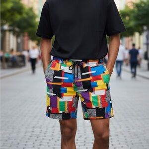 OH SNAP! Drill Clothing  Vibrant Geometric Men’s Large Shorts